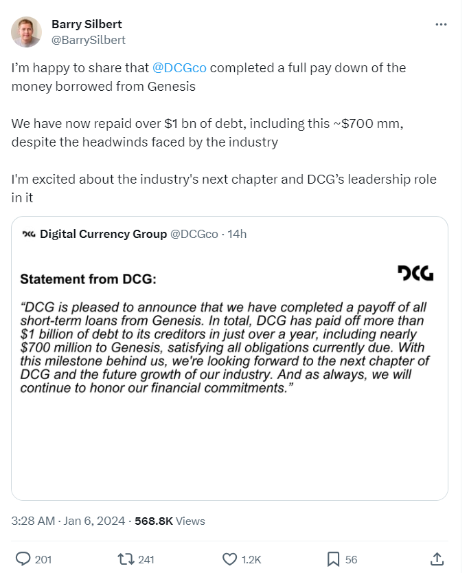 Barry Salibert DGC statement