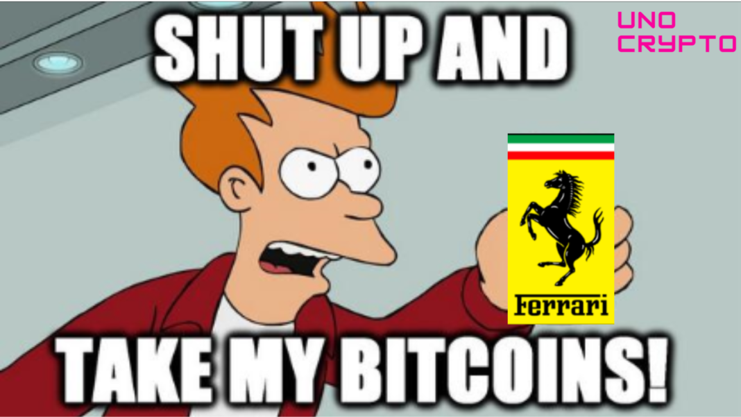 Shut up and take my bitcoins for a Ferrari