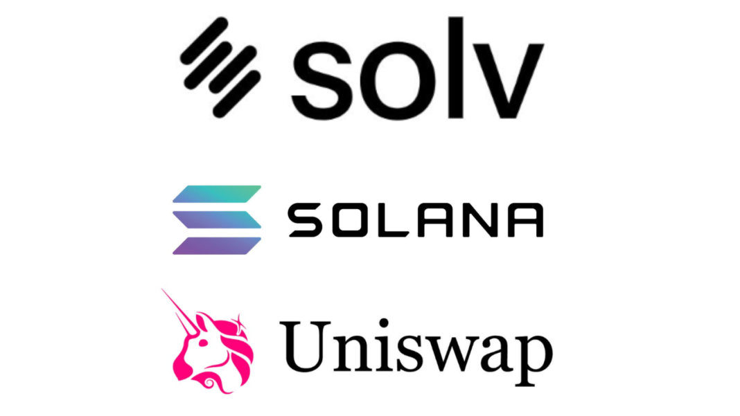 Solv, solana and uniawap logo