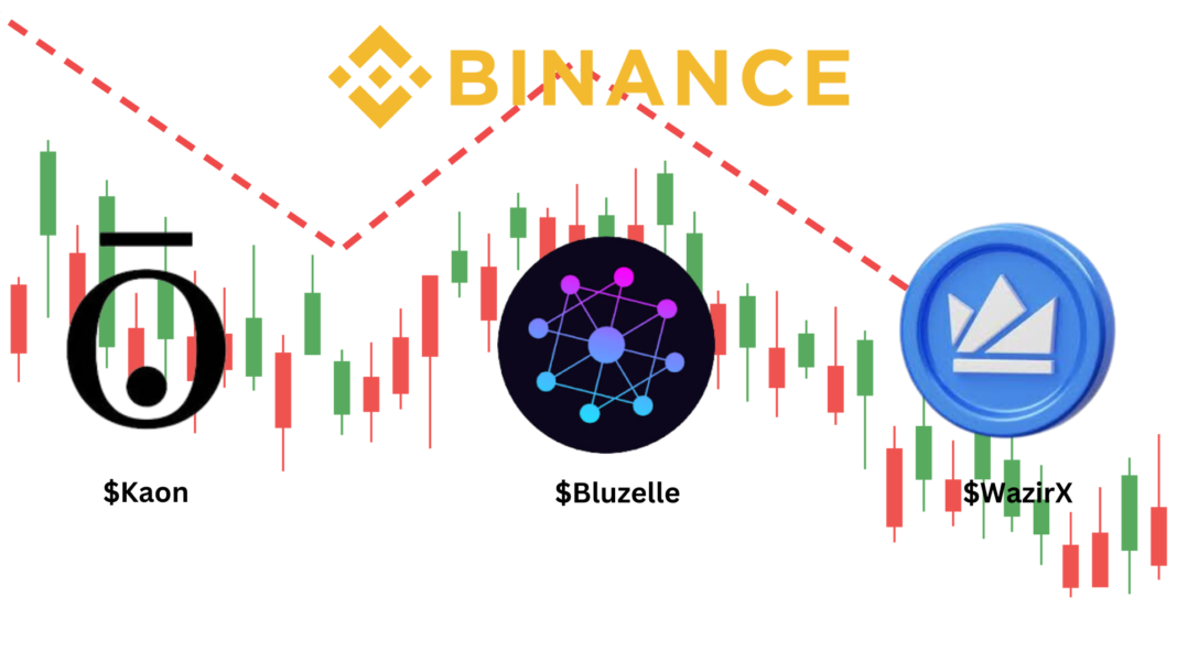 Binance Ceases Trading for Kaon, Bluzelle, and WazirX; Price Falls 34 and 40% Respectively