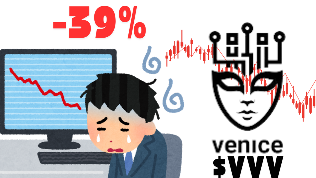 Venice Token Investor Faces 39% Position Loss In $3.7M $VVV Trade As Token Plummets 38%