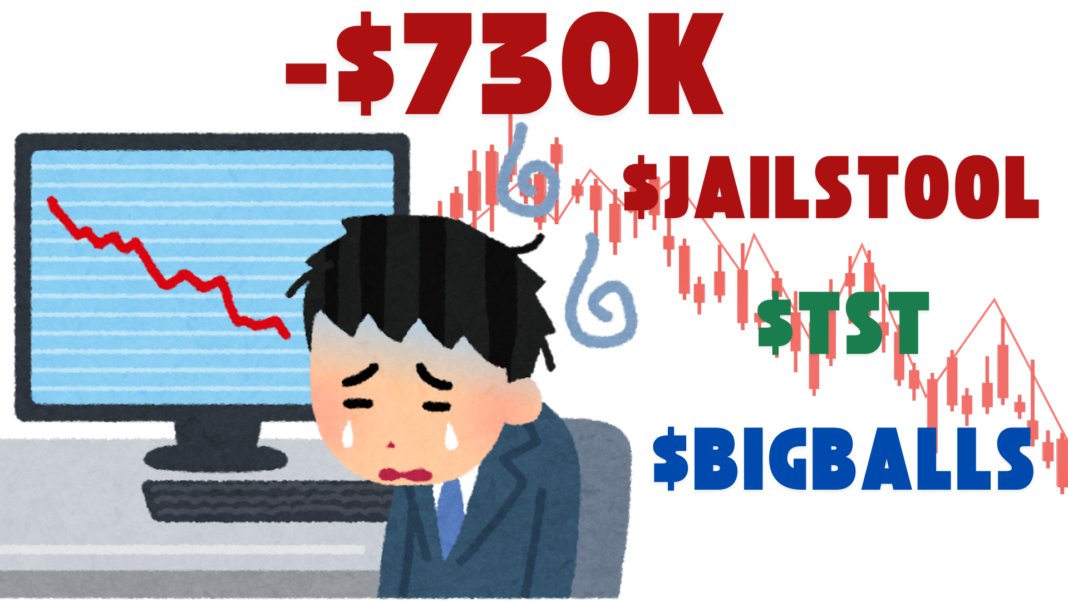 Crypto Investor Experiences 63.4% Loss Worth $730,000 After Holding 8.17 Million $Jailstool, $TST, and $BIGBALLS Tokens (1)