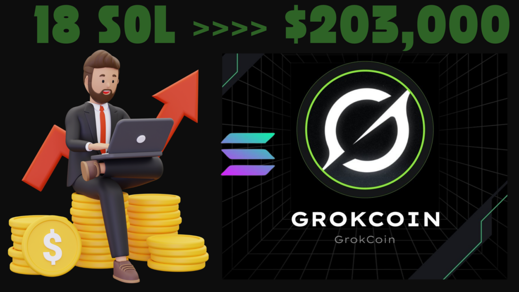 GrokCoin’s Top Investor Turns 18 SOL Worth $2,560 Into $203,000 Via $GROK Memecoin Trade