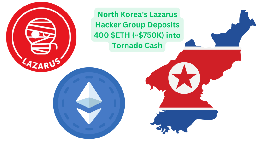 North Korea's Lazarus Hacker Group Deposits 400 $ETH (~$750K) into Tornado Cash