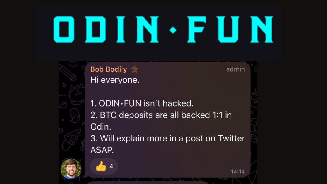 Odin.fun Suspected Hack Debunked by Dev Bob Bodily, Reasons For Delayed Withdrawals Yet Stated