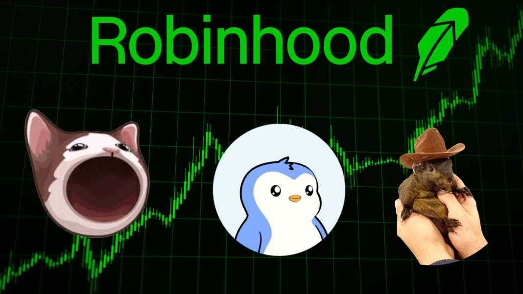 Robinhood Lists Pudgy Penguins, Popcat, and Peanut the Squirrel