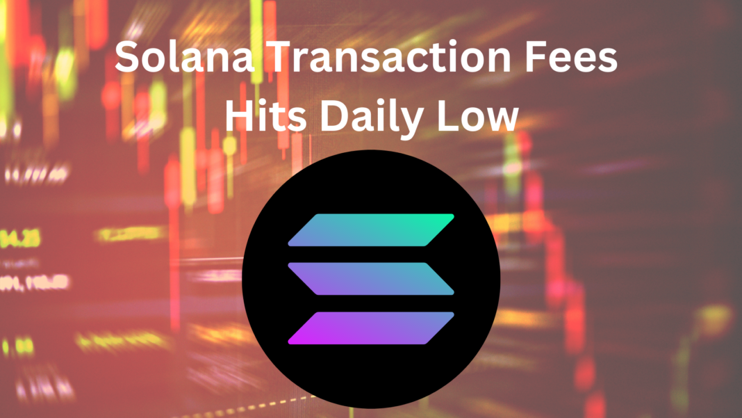 Solana Transaction Fees Hits Wekly Low