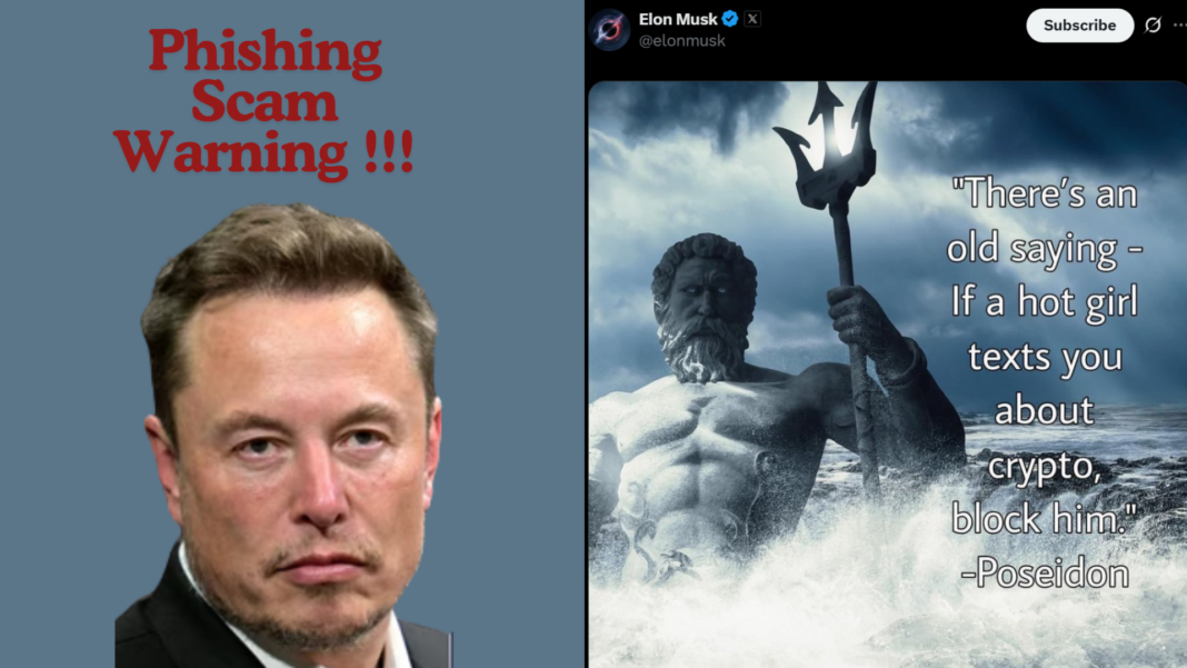 Elon Musk Uses Meme to Caution Social Media Users About the Growing Threat of Crypto Phishing Scams