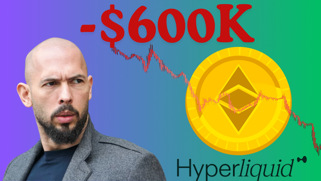 Andrew Tate Faces $600K in Losses After Flaunting a 138.5% Profit on 25x Leveraged ETH Trade On Hyperliquid