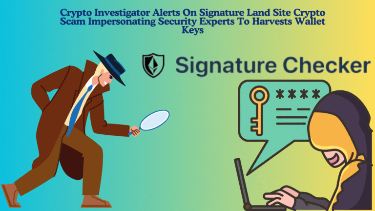 Crypto Investigator Alerts On Signature Land Site Crypto Scam Impersonating Security Experts To Harvests Wallet Keys