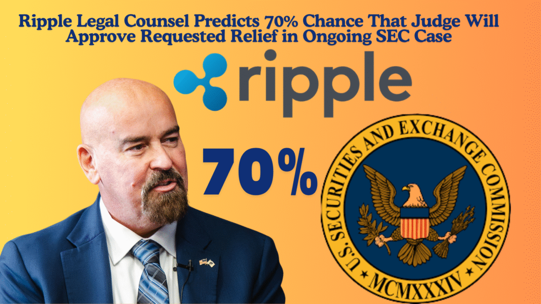Ripple Legal Counsel Predicts 70% Chance That Judge Will Approve Requested Relief in Ongoing SEC Case
