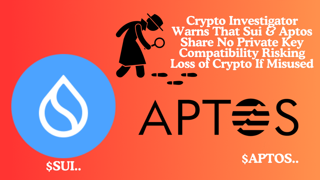 Crypto Investigator Warns That Sui & Aptos Share No Private Key Compatibility Risking Loss of Crypto If Misused