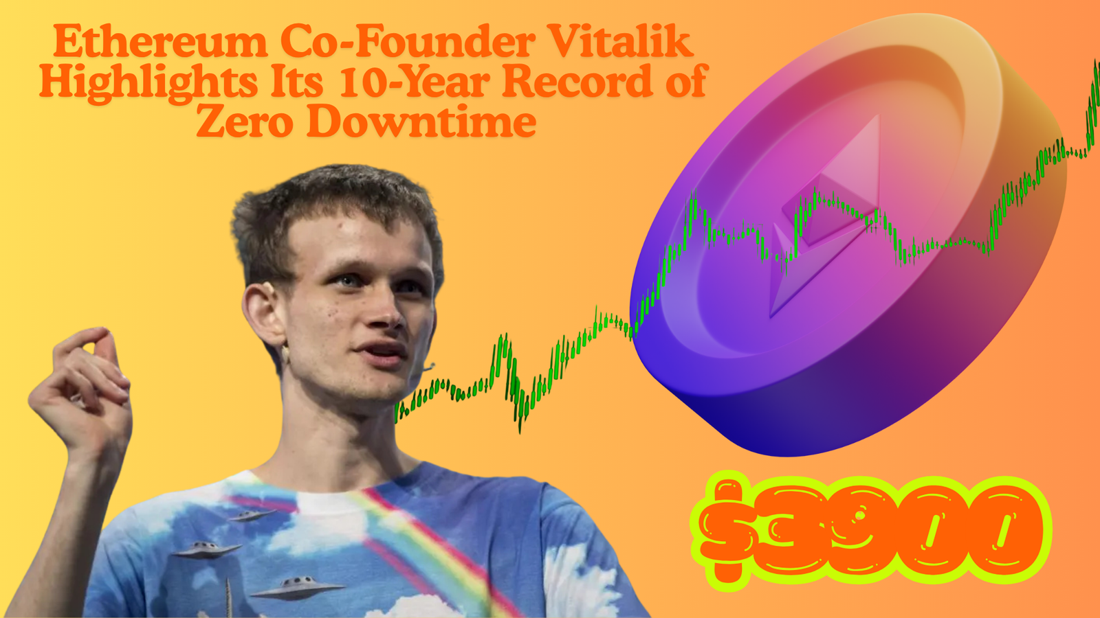 Ethereum Co-Founder Vitalik Highlights Its 10-Year Record of Zero Downtime as $ETH Reclaims $3,900