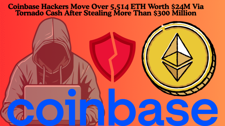 Coinbase Hackers Move Over 5,514 ETH Worth $24M Via Tornado Cash After Stealing More Than $300 Million