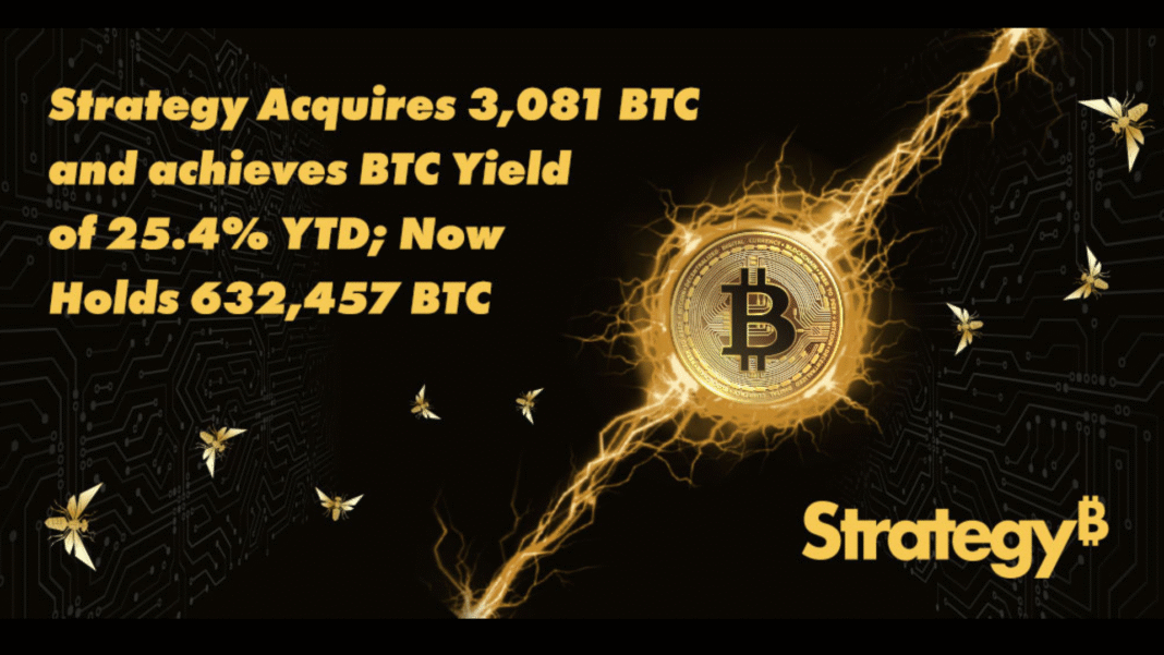 Strategy Buys Bitcoins Worth $357M, Growing its Treasury to 632,457 BTC As Bitcoin Price Plummets