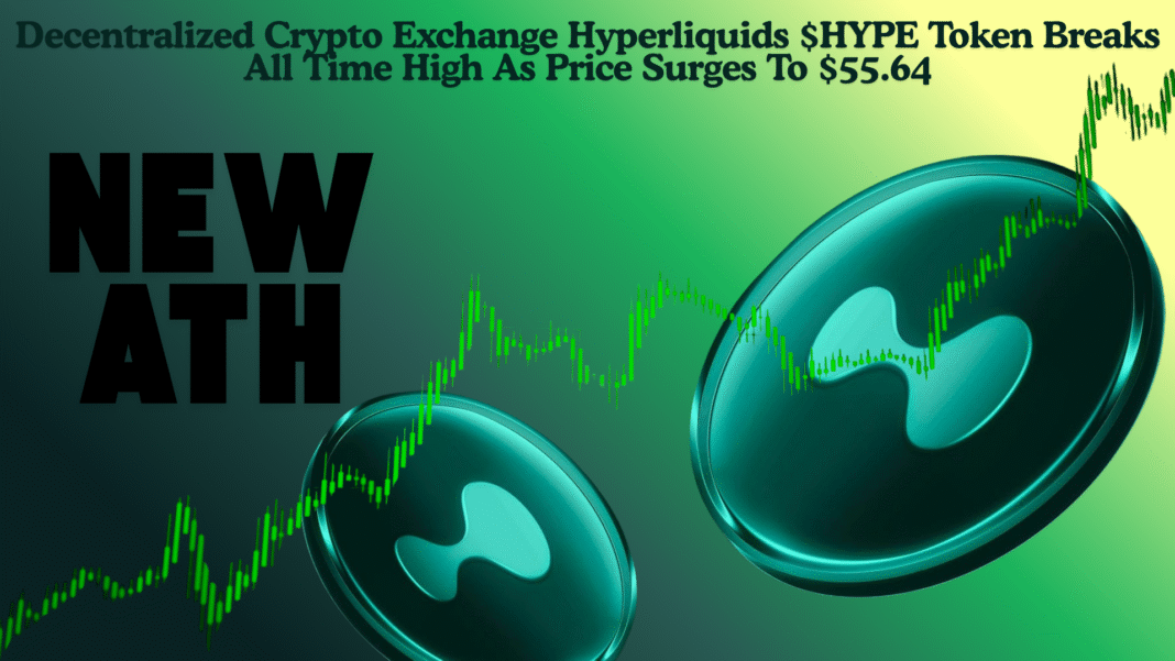 Decentralized Crypto Exchange Hyperliquids $HYPE Token Breaks All Time High As Price Surges To $55.64