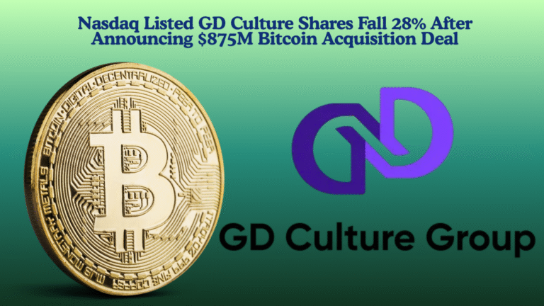 Nasdaq Listed GD Culture Shares Fall 28% After Announcing $875M Bitcoin Acquisition Deal