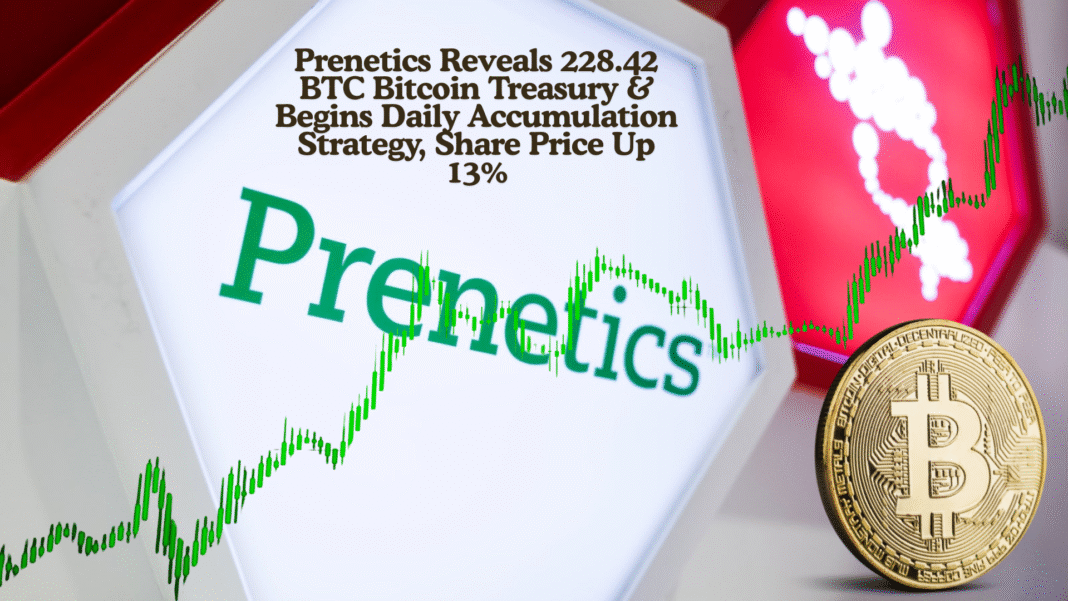 Prenetics Reveals 228.42 BTC Bitcoin Treasury & Begins Daily Accumulation Strategy, Share Price Up 13%