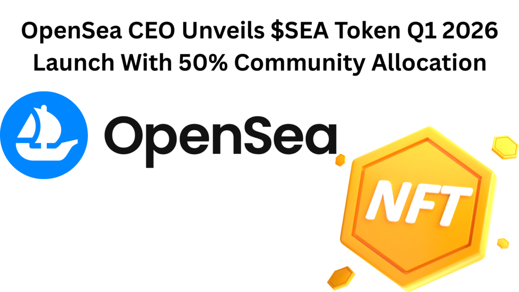 OpenSea CEO Unveils $SEA Token Q1 2026 Launch With 50% Community Allocation